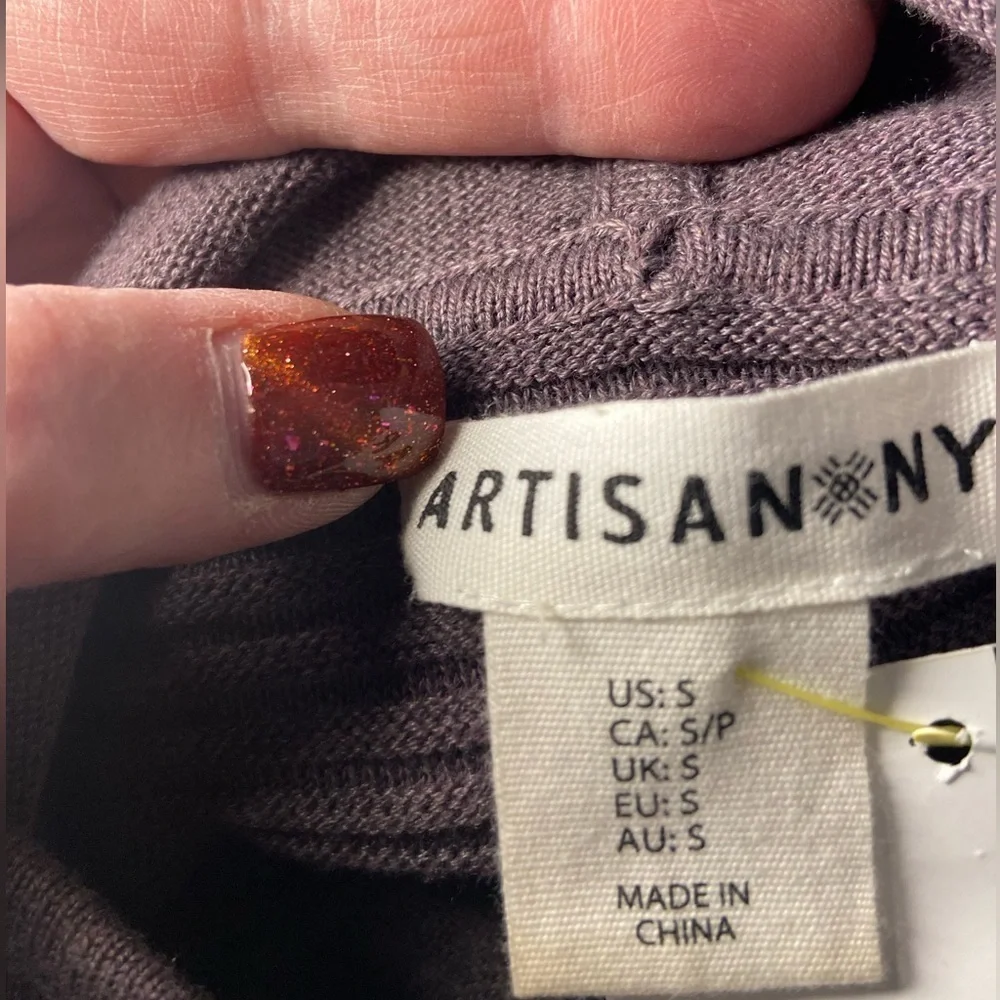 Artisan NY~Dusty Plum~Ribbed~Cowl Neck Hoodie~Sweater~Thumb Hole Cuff~Size S